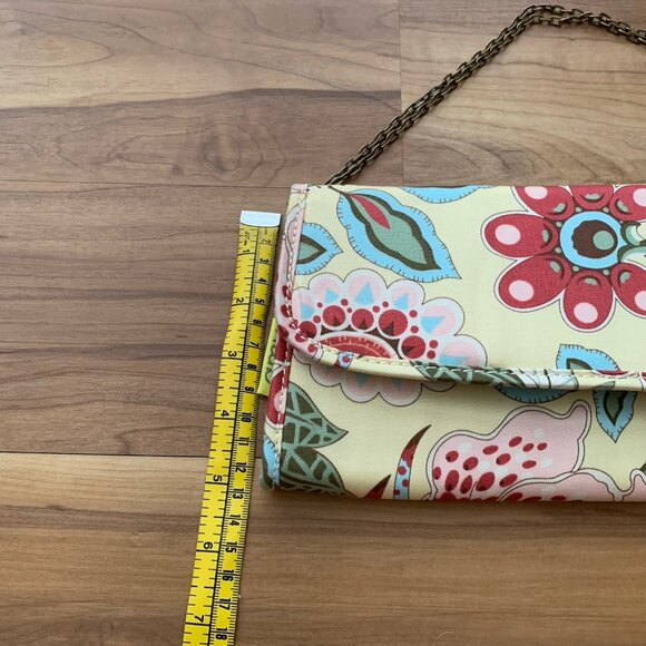 Amy Butler for Kalencom Clutch Purse w/ Chain Floral Yellow Organic Cotton - Picture 3 of 14